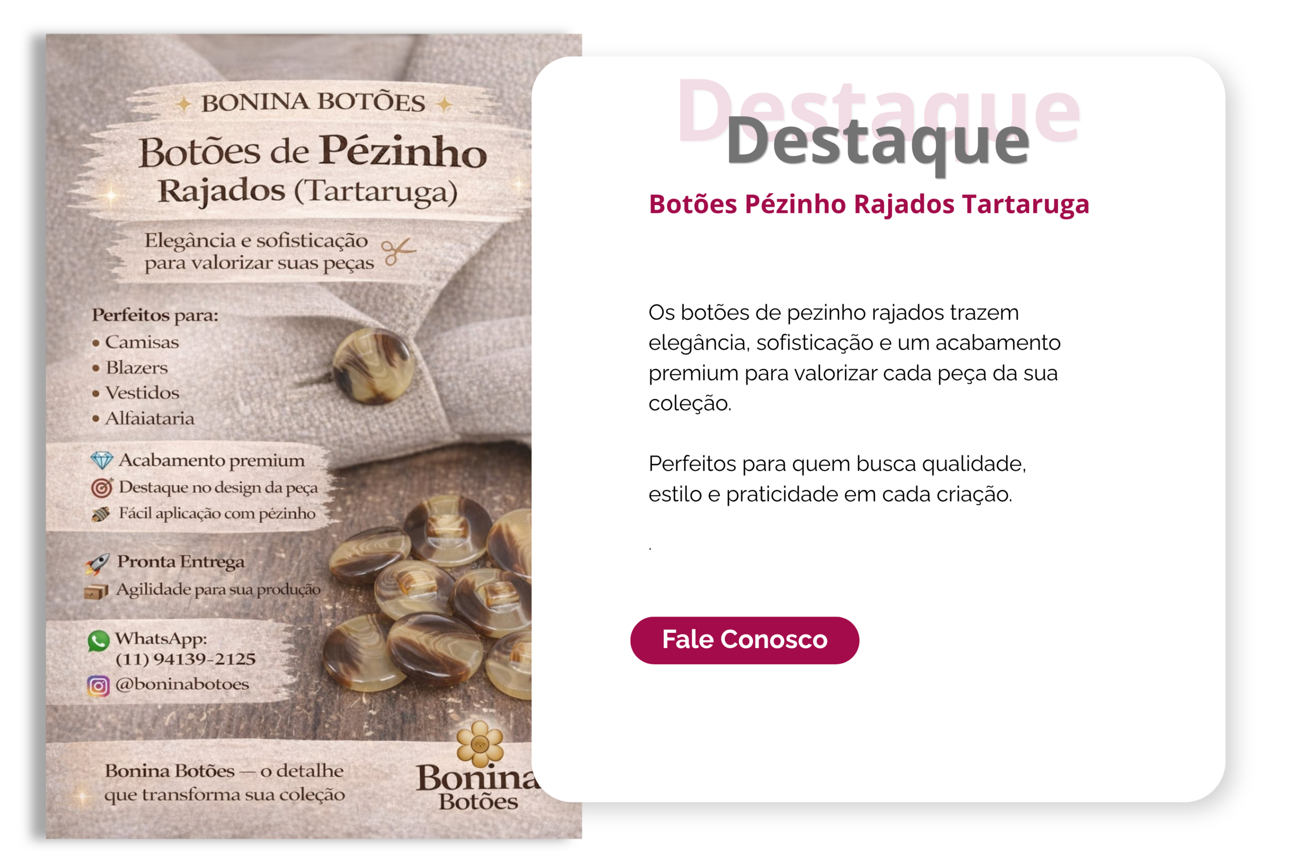 botões pézinho rajados tartaruga