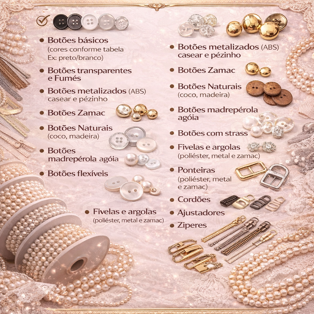 catálogo de botões e acessórios elegantes