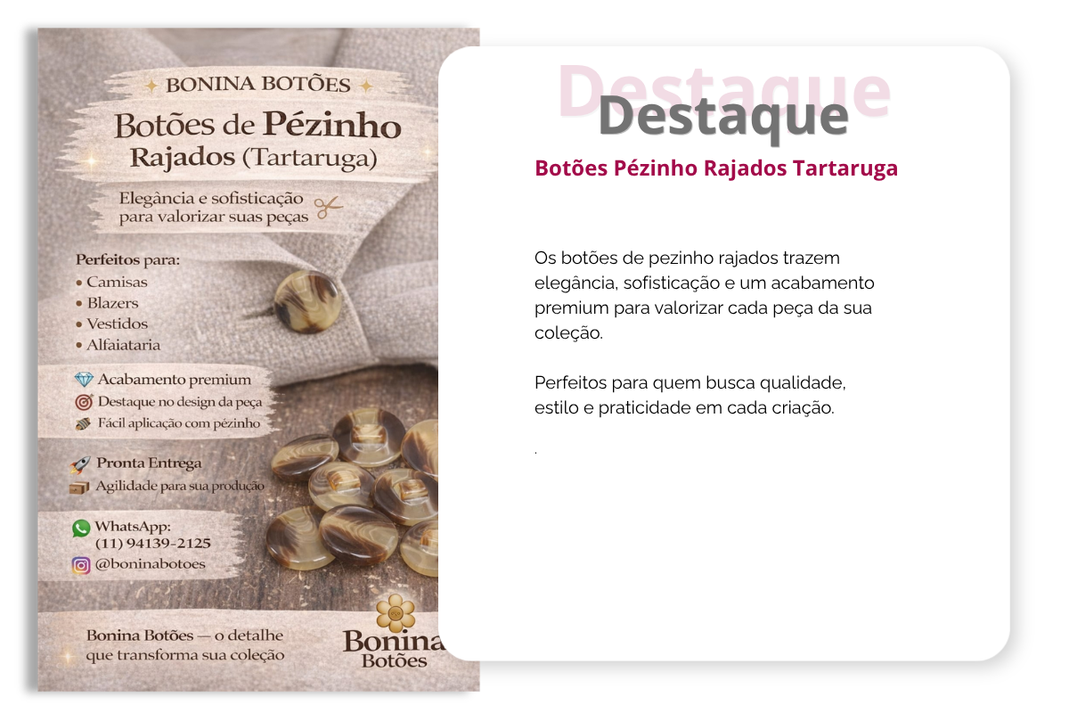 botões pézinho rajados tartaruga