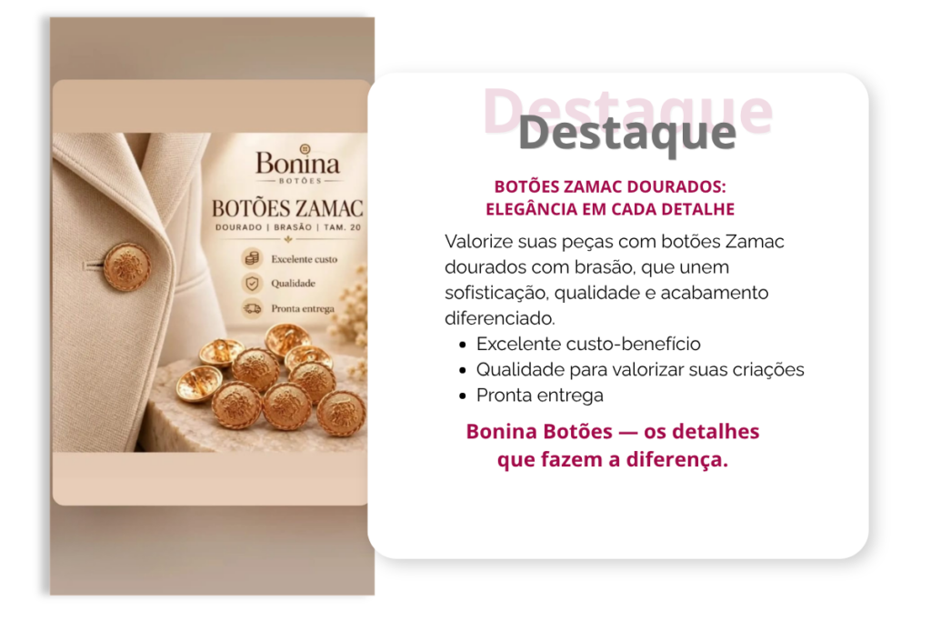 botÕes zamac dourados elegÂncia em cada detalhe!