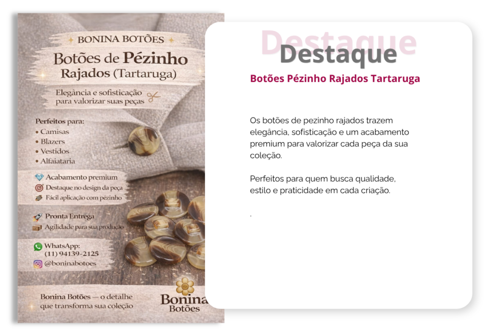 botões pézinho rajados tartaruga