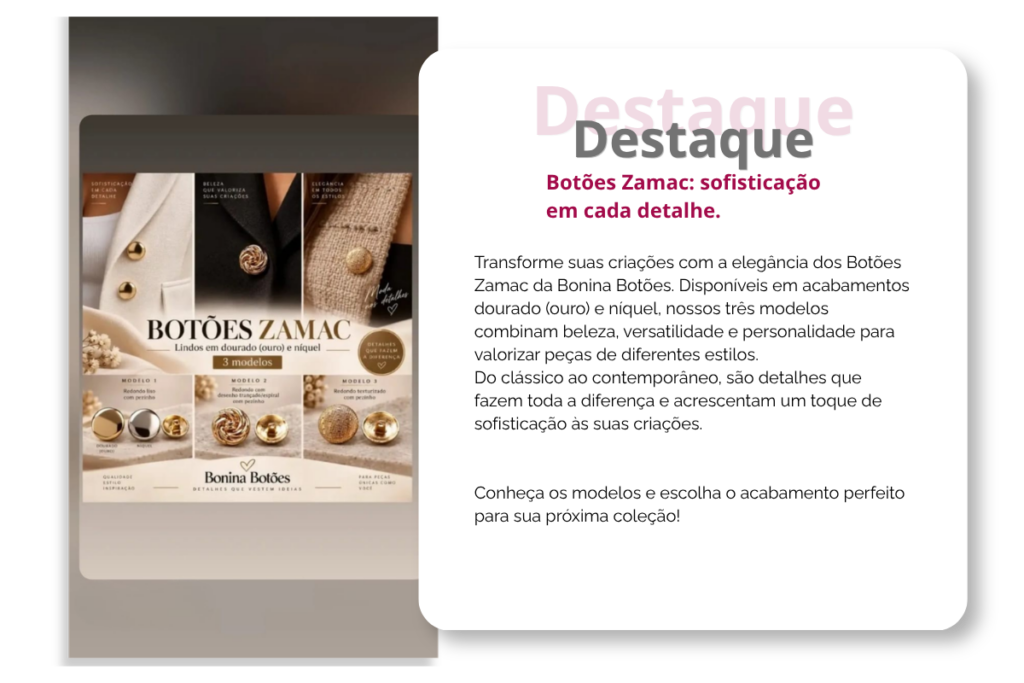 botões zamac sofisticação em cada detalhe